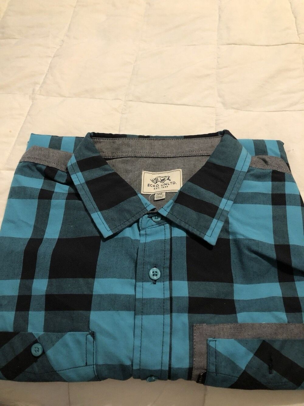 Marc Ecko Plaid Cotton Long Sleeve Button Down Size 3XL